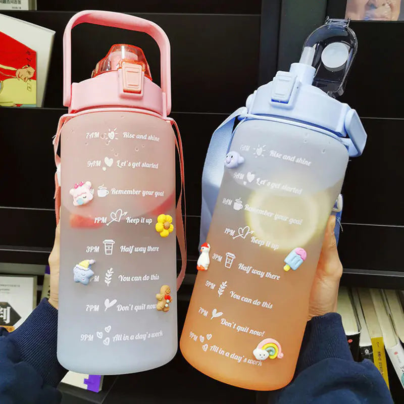 Inspirational Sports Water Bottle with Stickers, Portable