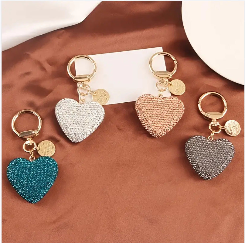 Peach Heart Couple Keychains - Stylish Handbag Pendant