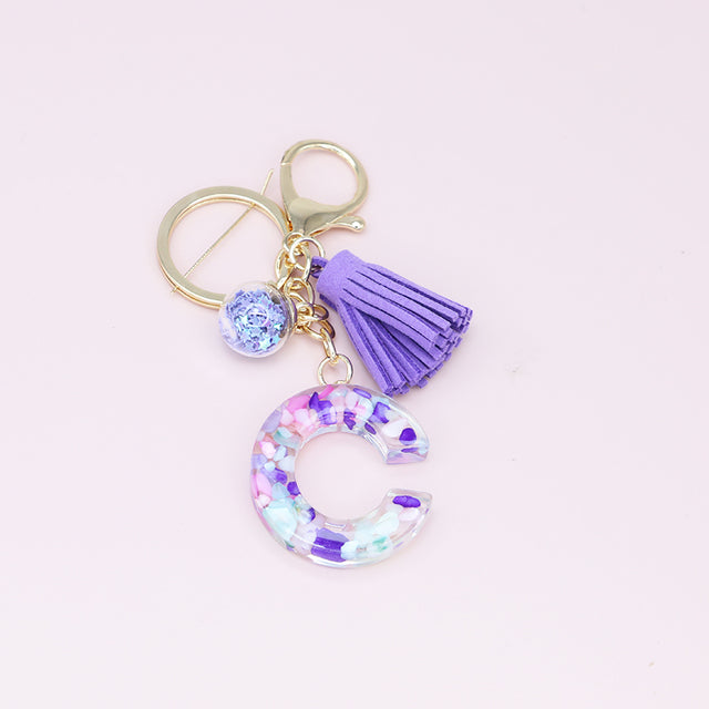 Fashion Tassel Keychains with A-Z Initials for Handbags