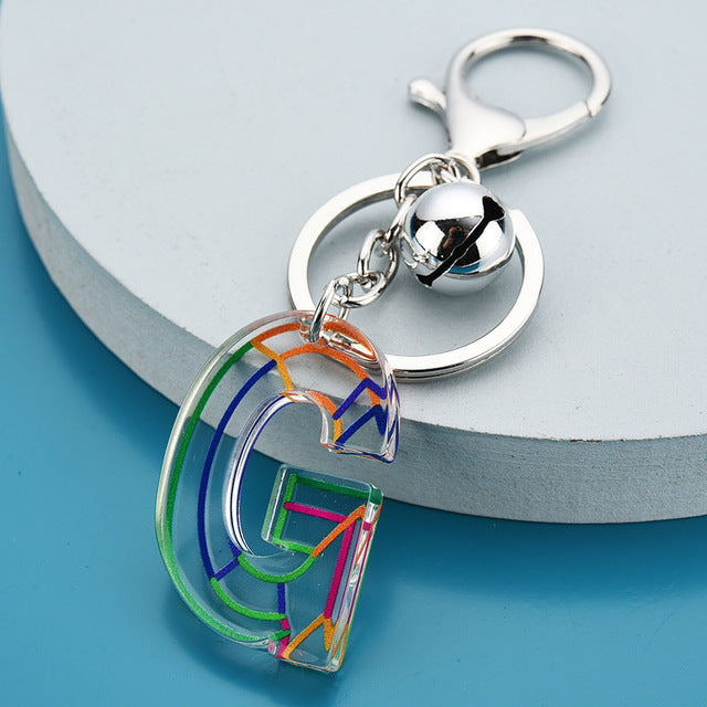 Cute Acrylic Letter Pendant Keychains for Women
