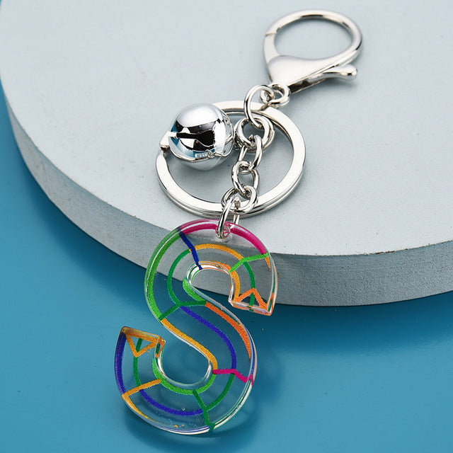 Cute Acrylic Letter Pendant Keychains for Women