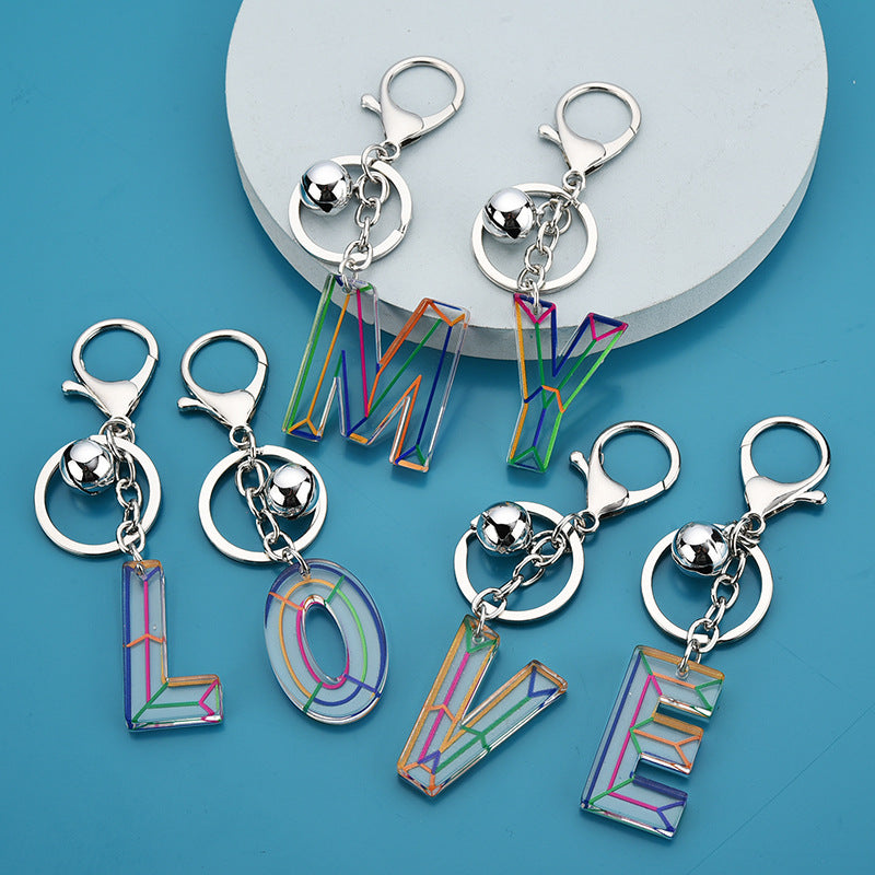 Cute Acrylic Letter Pendant Keychains for Women