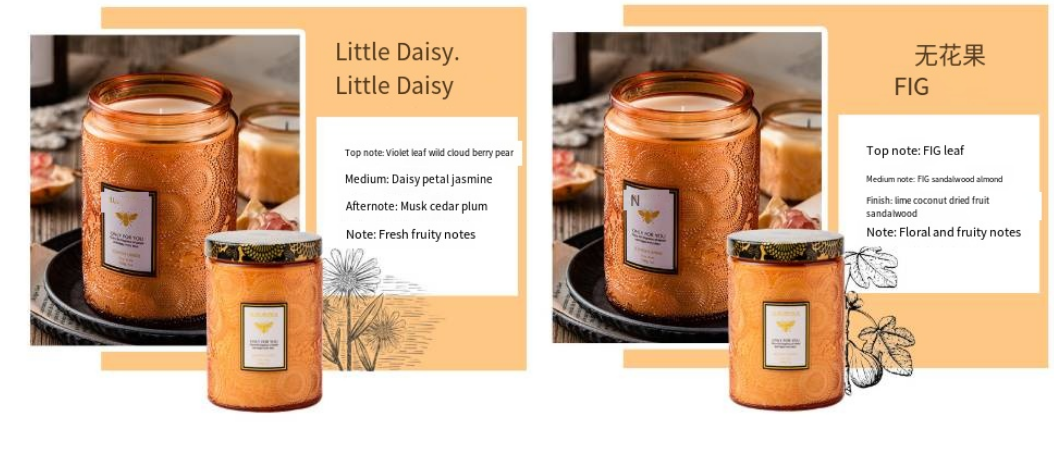 Embossed Glass Soy Aromatherapy Candles