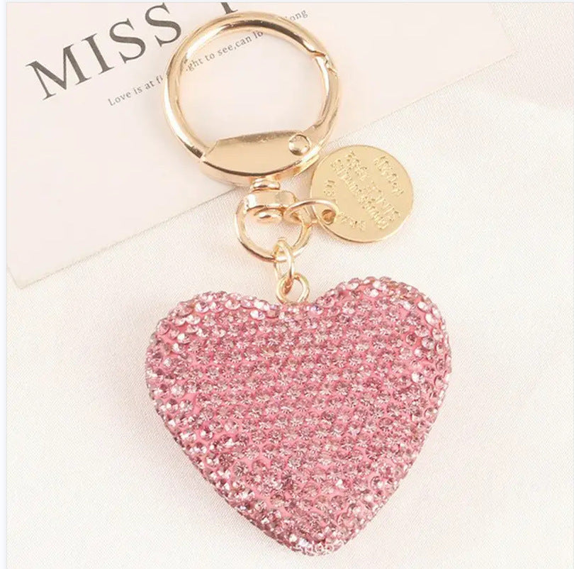 Peach Heart Couple Keychains - Stylish Handbag Pendant