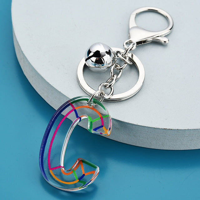 Cute Acrylic Letter Pendant Keychains for Women