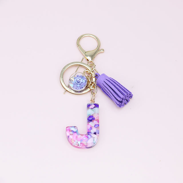 Fashion Tassel Keychains with A-Z Initials for Handbags