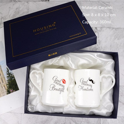Couple's Ceramic Mugs Set - Personalized Design