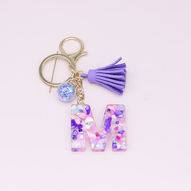 Fashion Tassel Keychains with A-Z Initials for Handbags