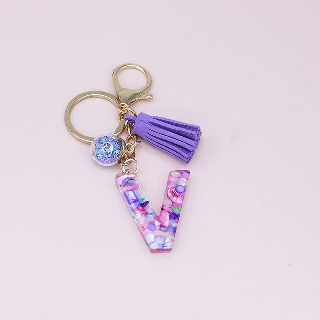 Fashion Tassel Keychains with A-Z Initials for Handbags