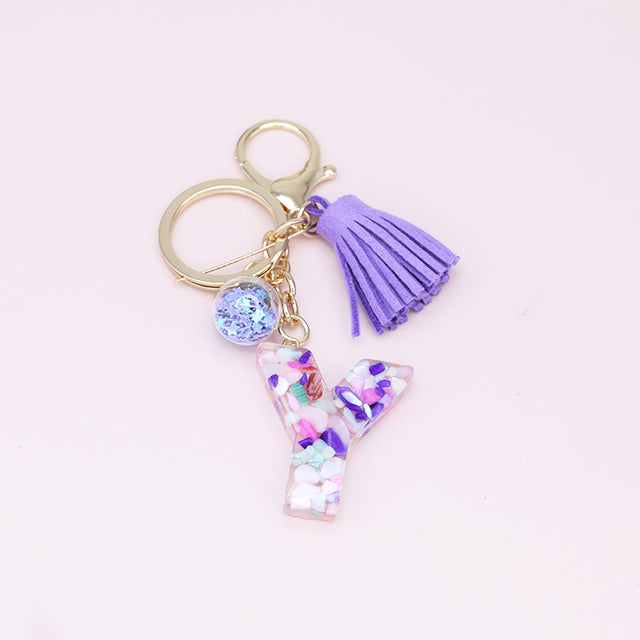 Fashion Tassel Keychains with A-Z Initials for Handbags