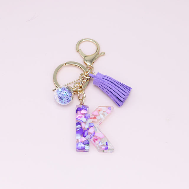 Fashion Tassel Keychains with A-Z Initials for Handbags
