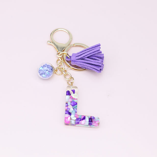 Fashion Tassel Keychains with A-Z Initials for Handbags
