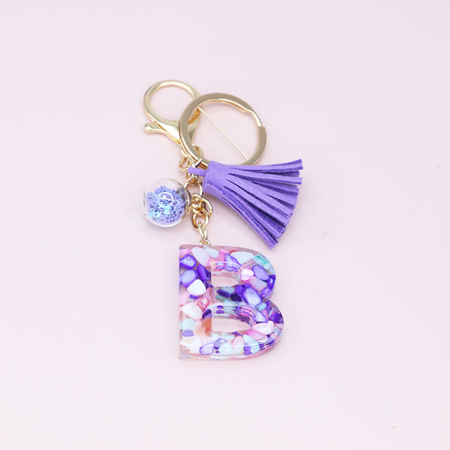 Fashion Tassel Keychains with A-Z Initials for Handbags
