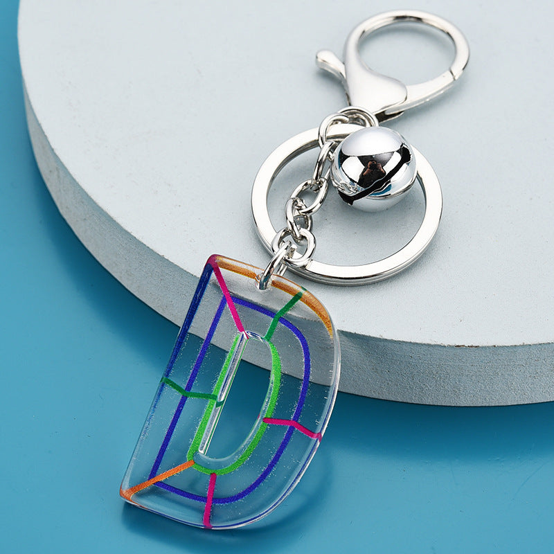 Cute Acrylic Letter Pendant Keychains for Women