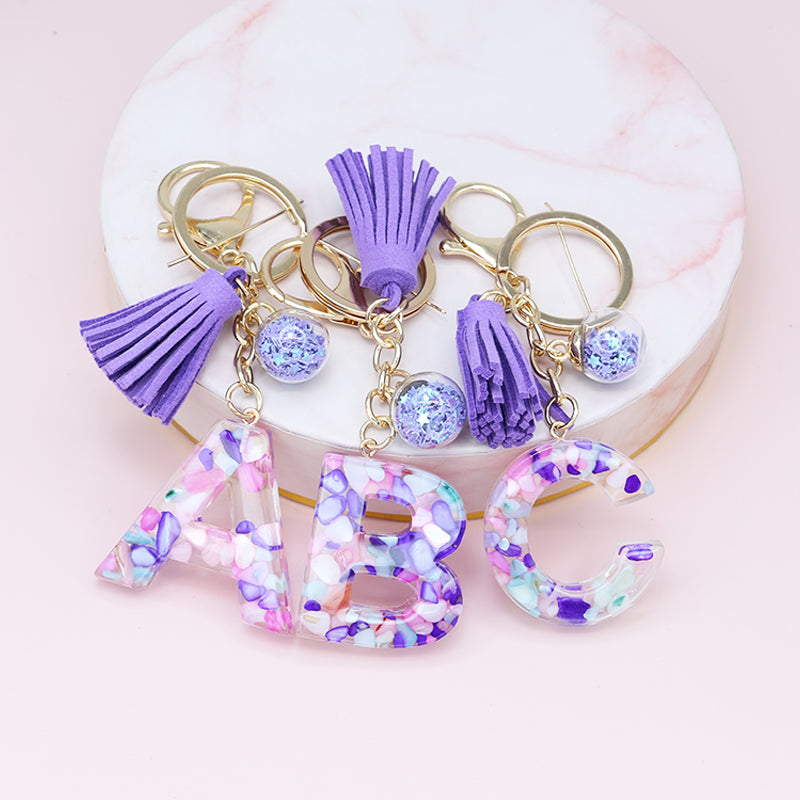 Fashion Tassel Keychains with A-Z Initials for Handbags