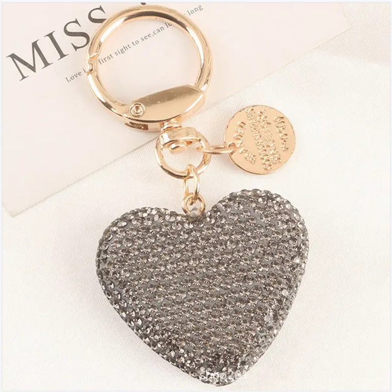 Peach Heart Couple Keychains - Stylish Handbag Pendant