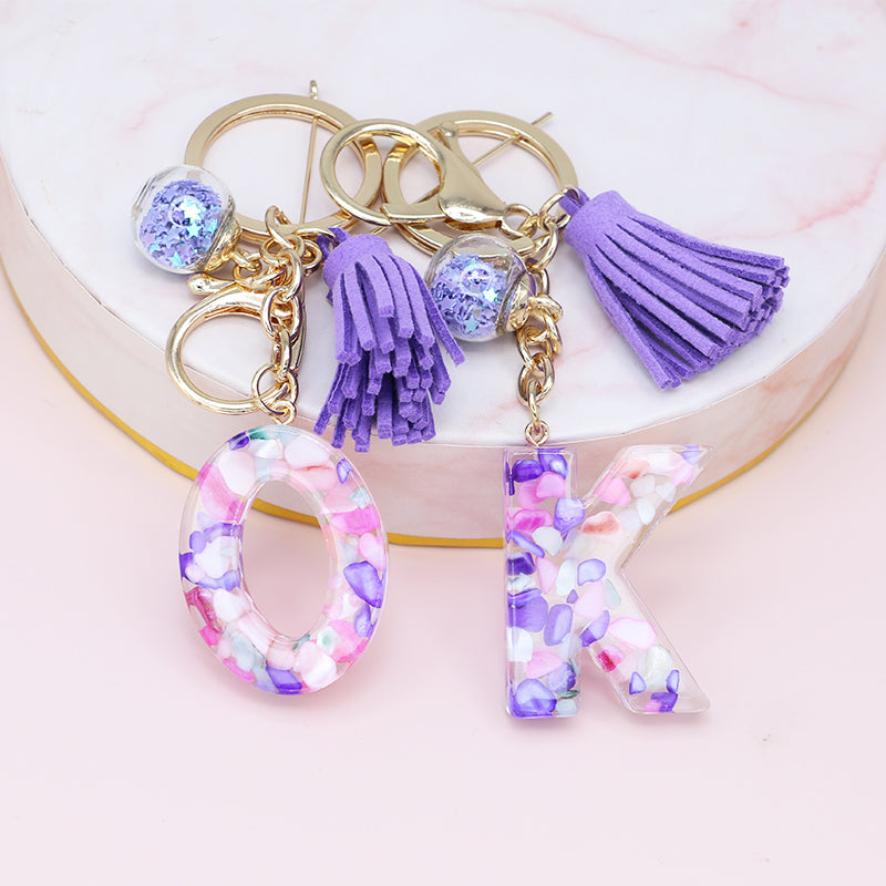 Fashion Tassel Keychains with A-Z Initials for Handbags