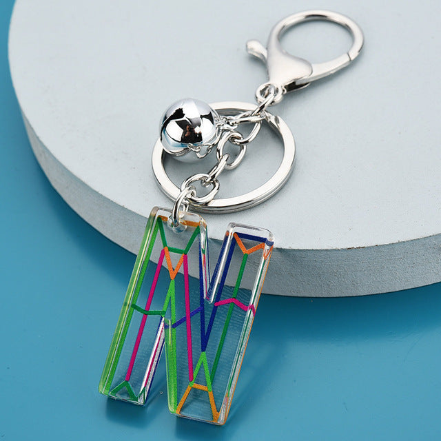 Cute Acrylic Letter Pendant Keychains for Women
