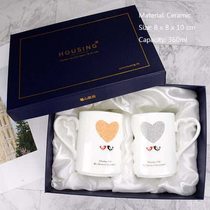 Couple's Ceramic Mugs Set - Personalized Design