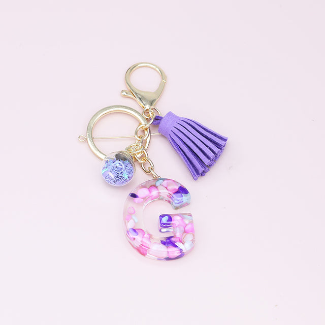 Fashion Tassel Keychains with A-Z Initials for Handbags