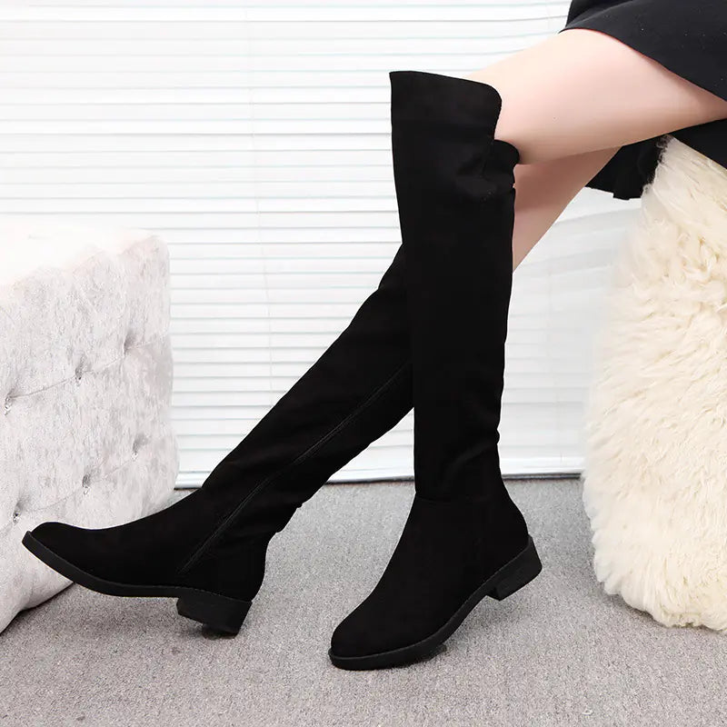 Women's Over The Knee Flat High Tube Boots