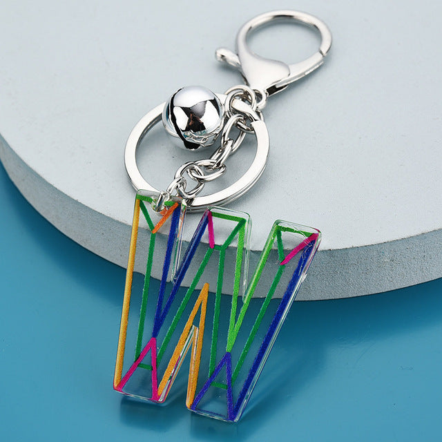 Cute Acrylic Letter Pendant Keychains for Women