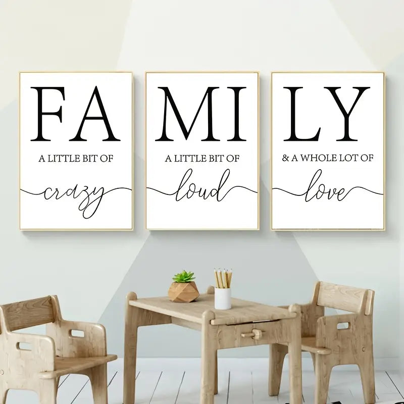 3pcs Inspirational Family Quotes Canvas Wall Art Decor