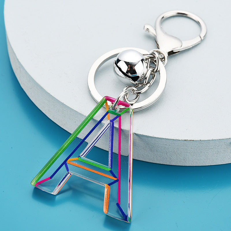 Cute Acrylic Letter Pendant Keychains for Women