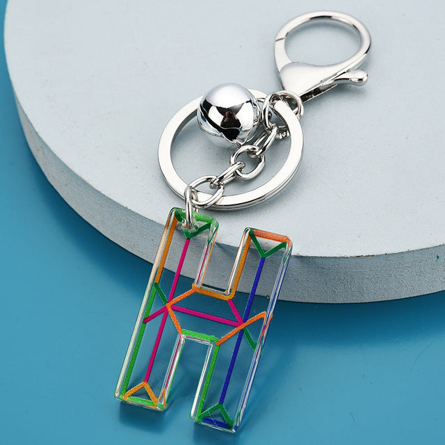 Cute Acrylic Letter Pendant Keychains for Women