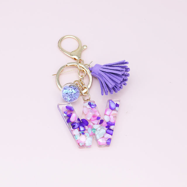 Fashion Tassel Keychains with A-Z Initials for Handbags