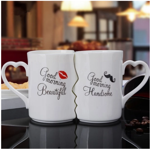 Couple's Ceramic Mugs Set - Personalized Design