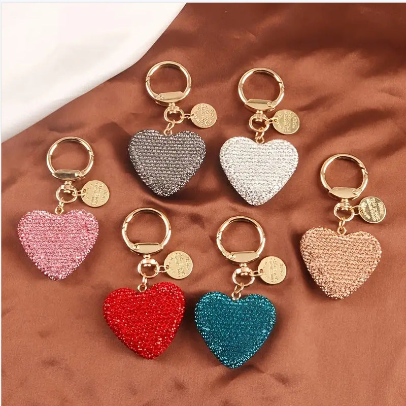 Peach Heart Couple Keychains - Stylish Handbag Pendant