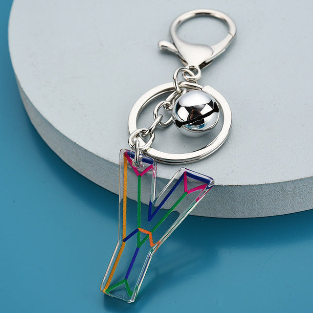 Cute Acrylic Letter Pendant Keychains for Women