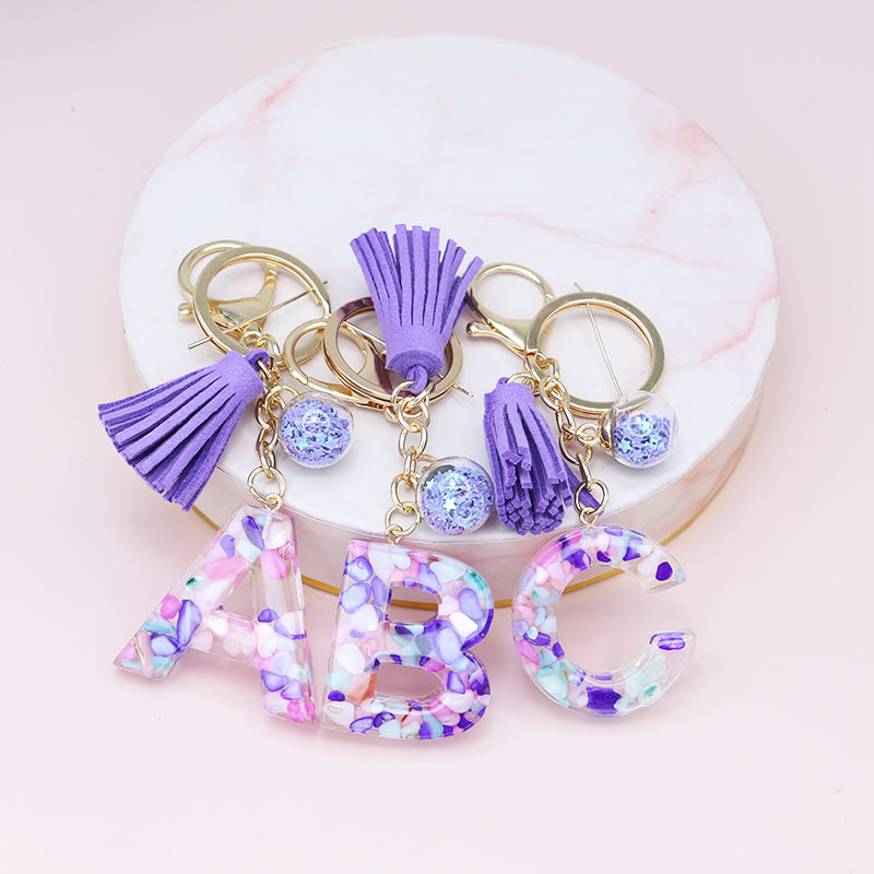 Fashion Tassel Keychains with A-Z Initials for Handbags