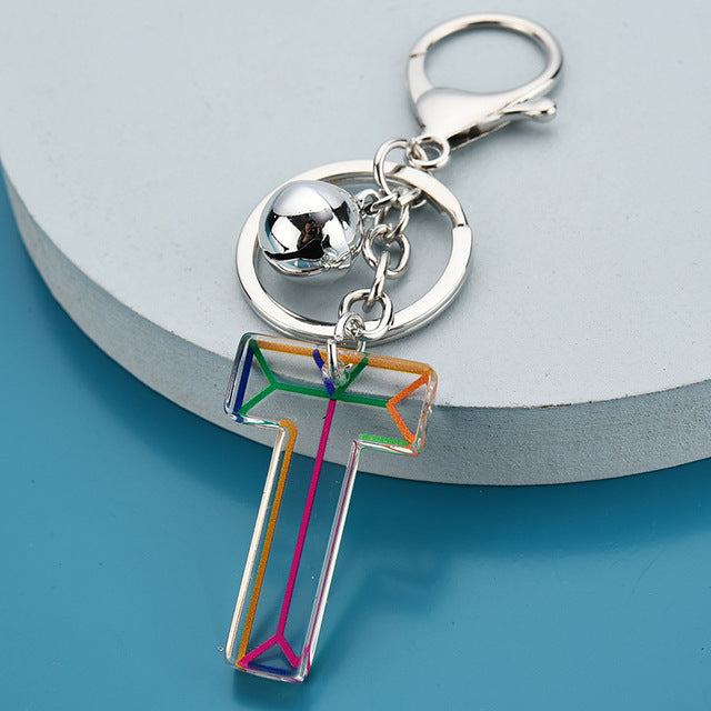 Cute Acrylic Letter Pendant Keychains for Women
