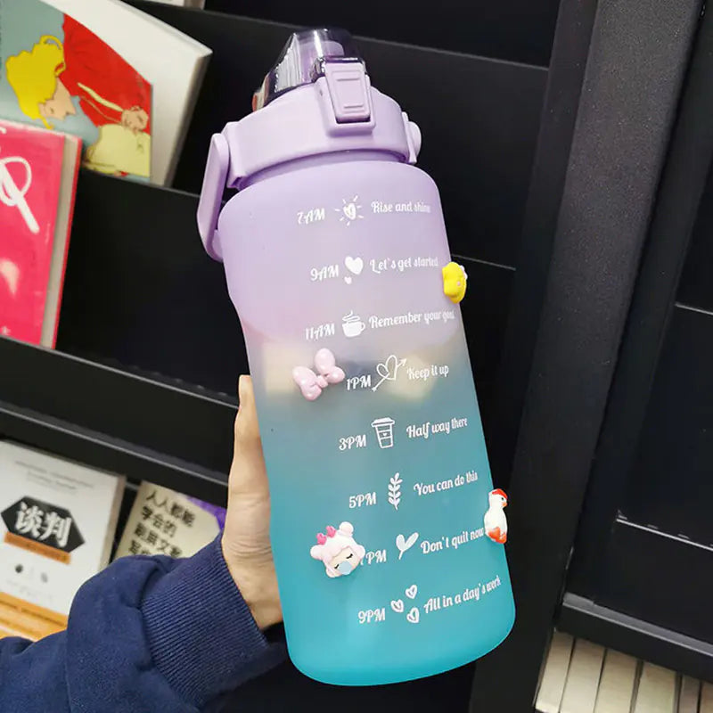 Inspirational Sports Water Bottle with Stickers, Portable