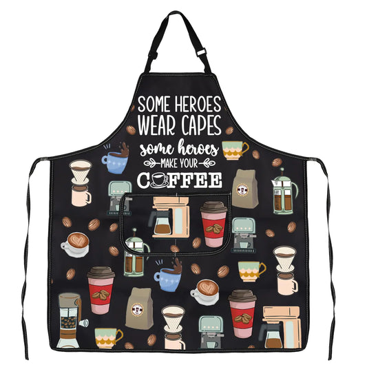 JXGZSO Barista Gift Barista Apron Coffee Themed Aprons Coffee Server Apron Some Heroes Wear Capes Some Heroes Make Coffee (heroes coffee apron) Black